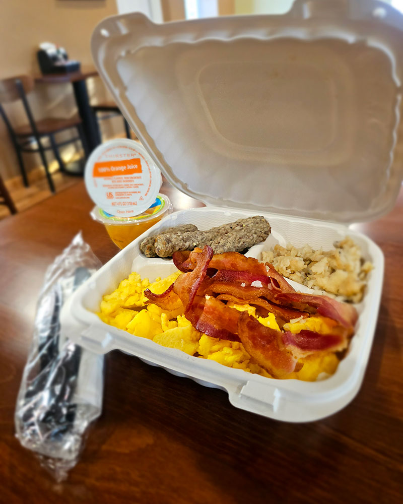 Breakfast and orange juice to go